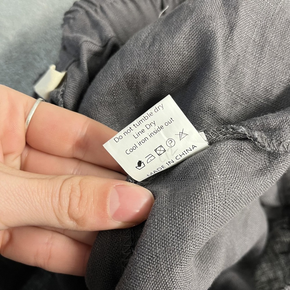 IXIMO Pants Womens XL Gray Linen Ankle Tapered Elastic Waist Pockets Lagenlook - Picture 9 of 13